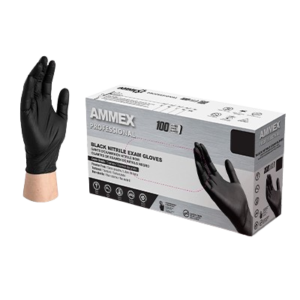 AMMEX Professional Black Nitrile PF Examination Gloves