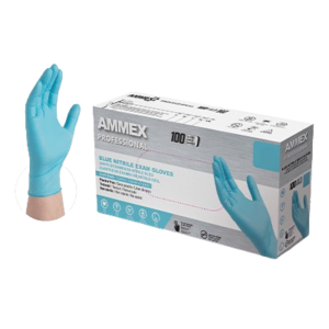 AMMEX Professional Blue Nitrile PF Examination Gloves