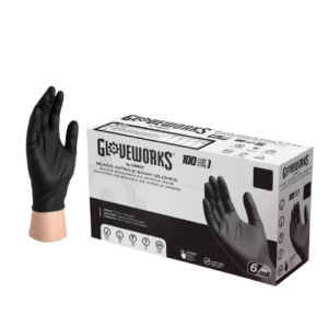 Gloveworks Black Nitrile PF Examination Gloves