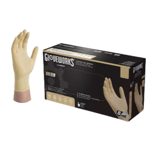 Gloveworks Ivory Latex PF Industrial MD Gloves