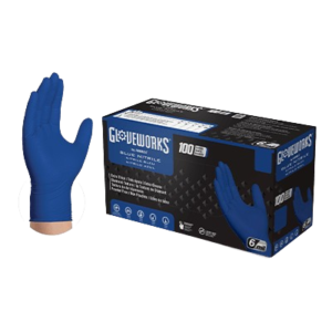 Gloveworks RDT Royal Blue Nitrile PF Industrial Gloves