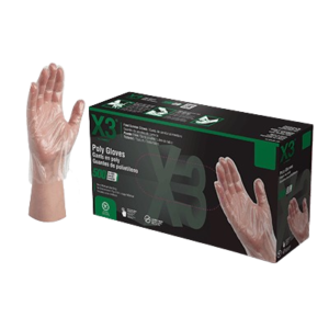 X3 Clear Poly Disposable Gloves