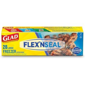 GLAD WH-TP1-0000154 FLEXN SEAL Freezer Storage Plastic Bags Gallon 28 Count