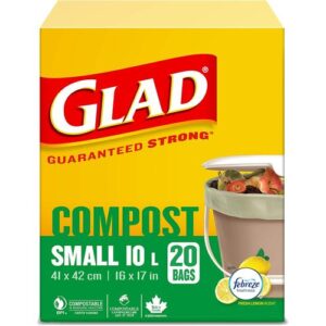 GLAD WH-TP1-0000178 Compostable Bags Small 10 Litres Lemon Scent 20 Compost Bags